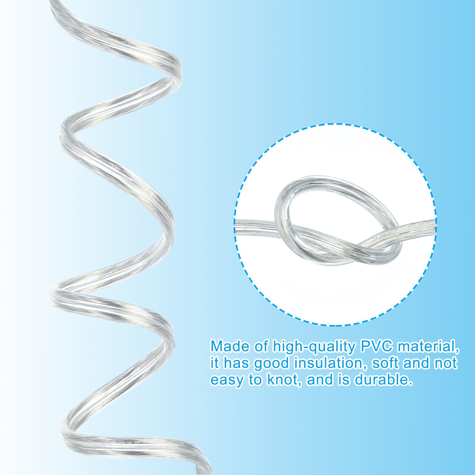 PATIKIL Cavo rivestito in PVC, 200 Ft 18/2, 300 V SPT-2, isolato, resistente al calore, cavo flessibile elettronico per lampade a LED, cavo audio, trasparente, elencato UL