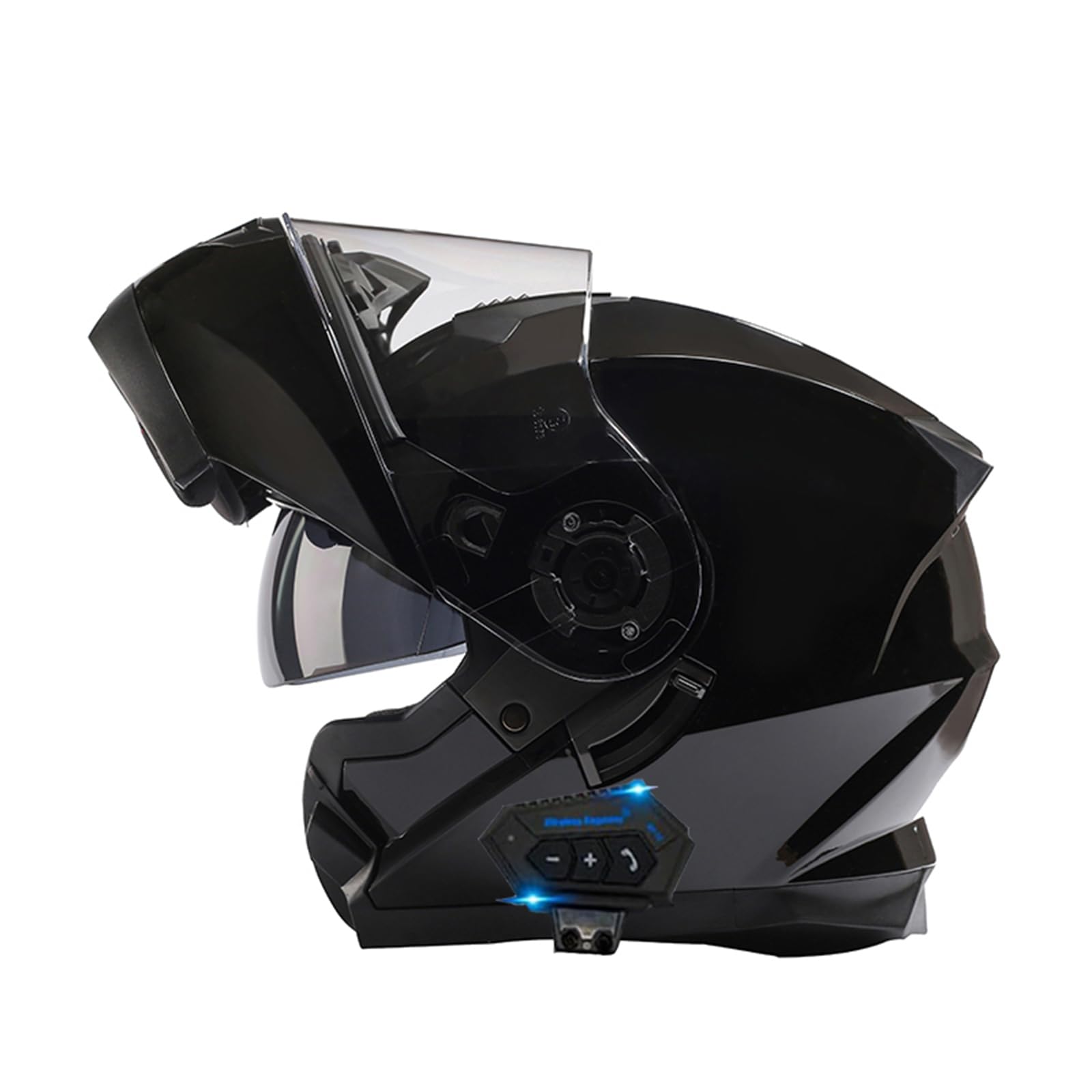 ZHTBATE Bluetooth Motorcycle Helmet ECE Approved Flip Up Motorbike Helmet Noise Reduction Ventilated Open-Face Helmets Dual Visor Anti-Fog