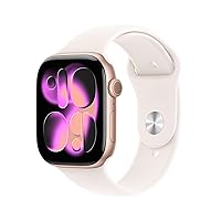 Apple Watch Series 11 GPS, Cassa 46 mm in alluminio color oro rosa con Cinturino Sport rosa fard
