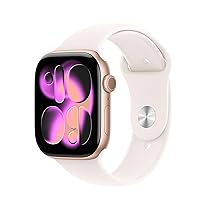 Apple Watch Series 11 GPS, Cassa 46 mm in alluminio color oro rosa con Cinturino Sport rosa fard – M, L