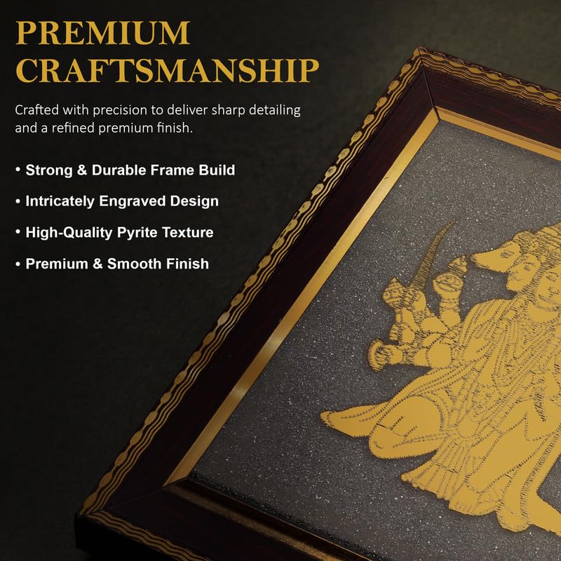 Image of Hanuman Ji Wall Frame for Protection & Strength, Gold Finish Spiritual Wall Decor for Home, Office & Vastu Placement