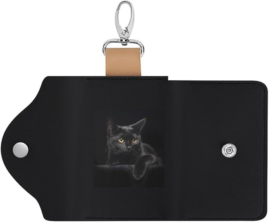 Amazon.co.jp: キーケース 黒いネコ 猫柄 財布 車キーケース メンズ