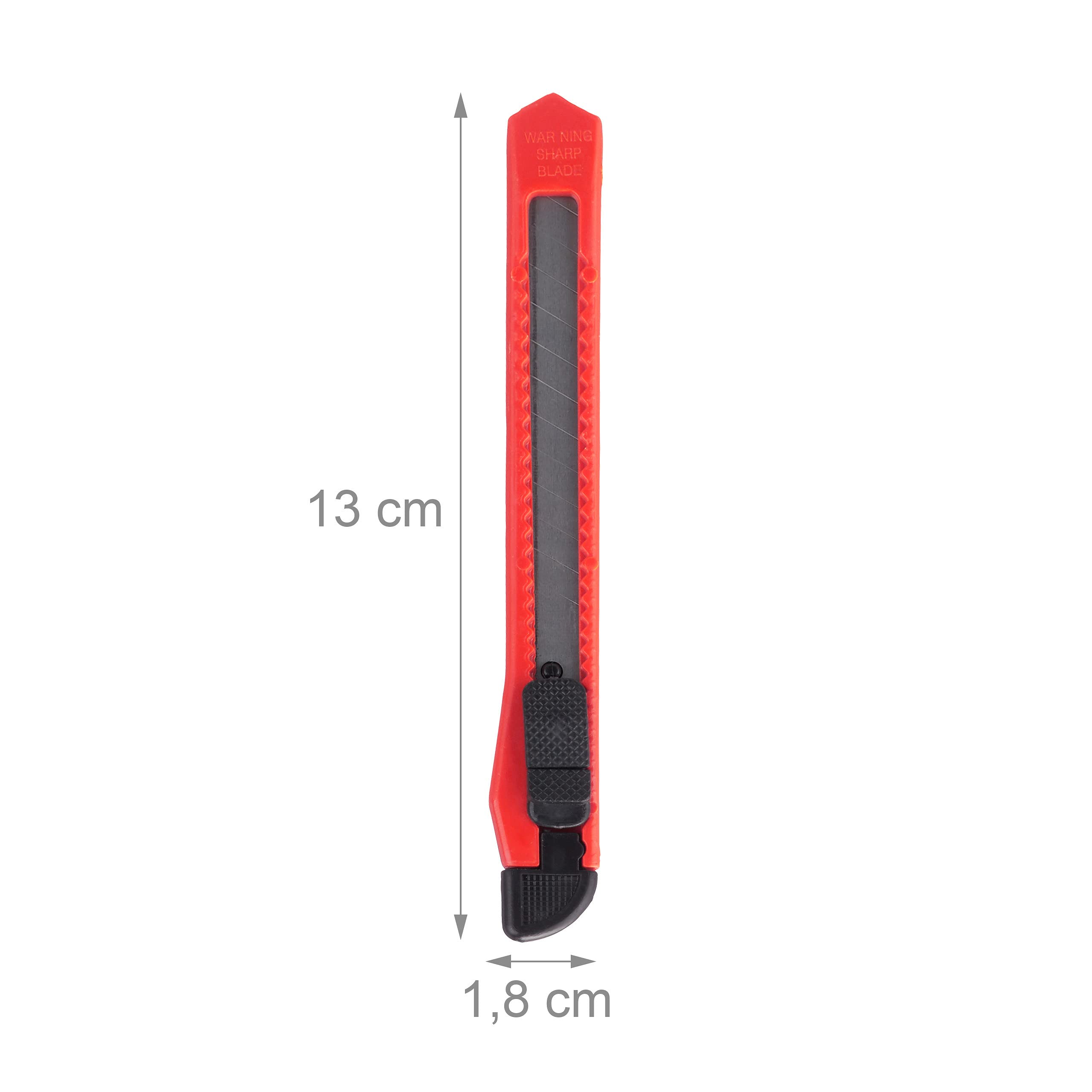 Relaxdays Taglierini in Set da 100, a Scatto, Lama da Spezzare Larga 9 mm, per Cartone, da Bricolage, rosso