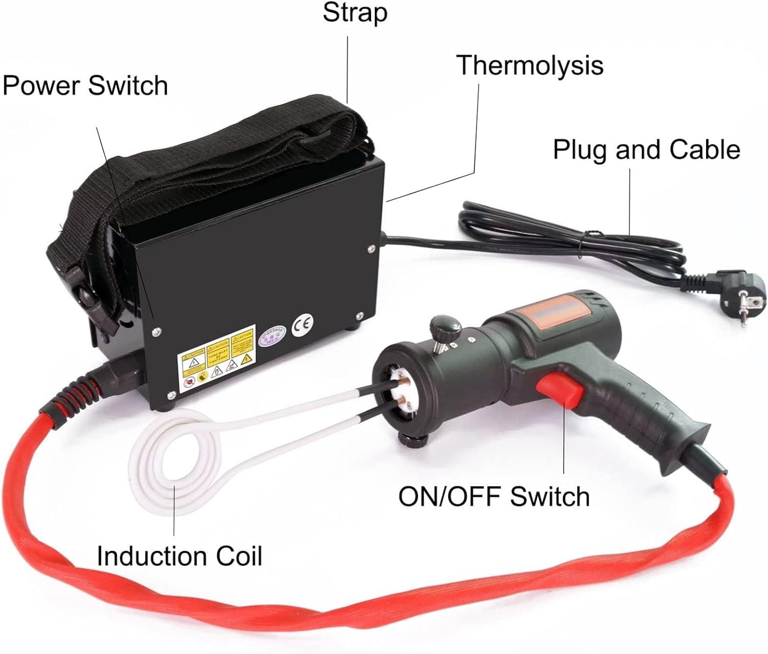 Kit de calentador de inducción magnético, dispositivo de calefacción de mano, 1500 W para extracción de tornillos y pernos oxidados, sin llama, 110 V