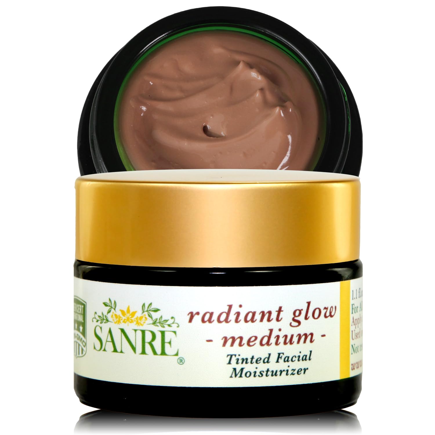 SanRe Organic Skinfood - Radiant Glow Medium - Organic Tinted Facial Moisturizer For All Skin Types