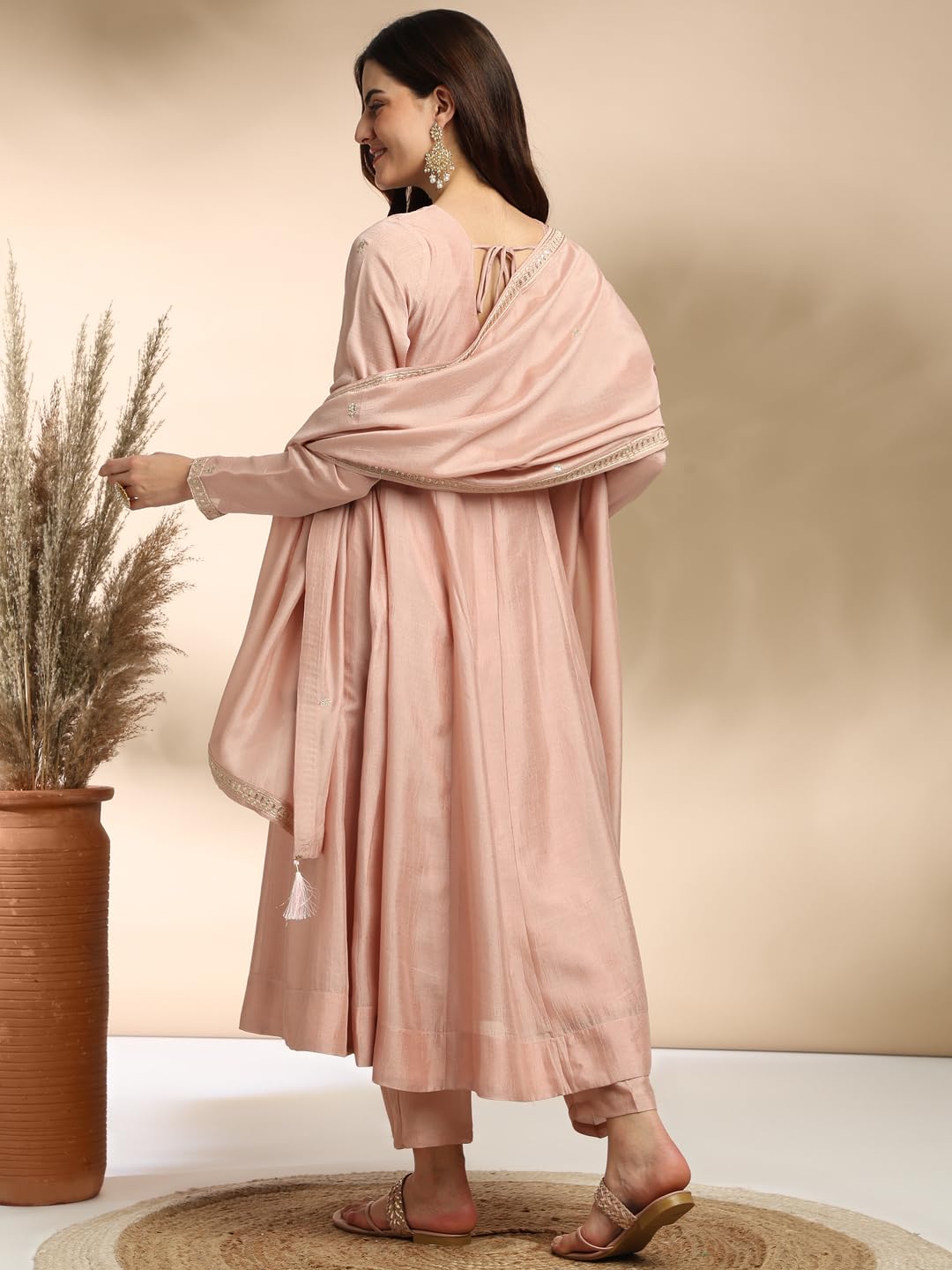MOKOSH Women's Silk Kurta & Pant with Dupatta Set (417-03-S_Rose Pink) - Image 4 thumbnail