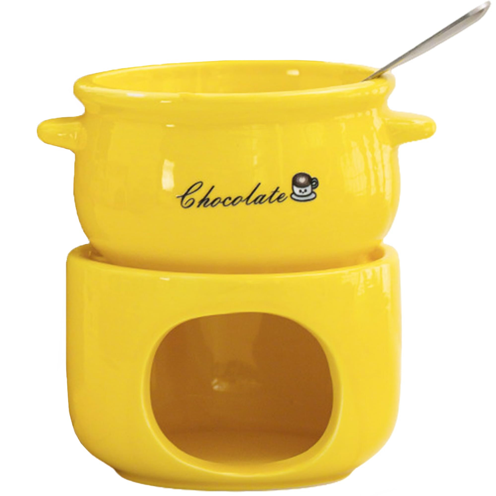 Fondue de Chocolate en Cerámica Olla Set con Tenedore - Amarillo