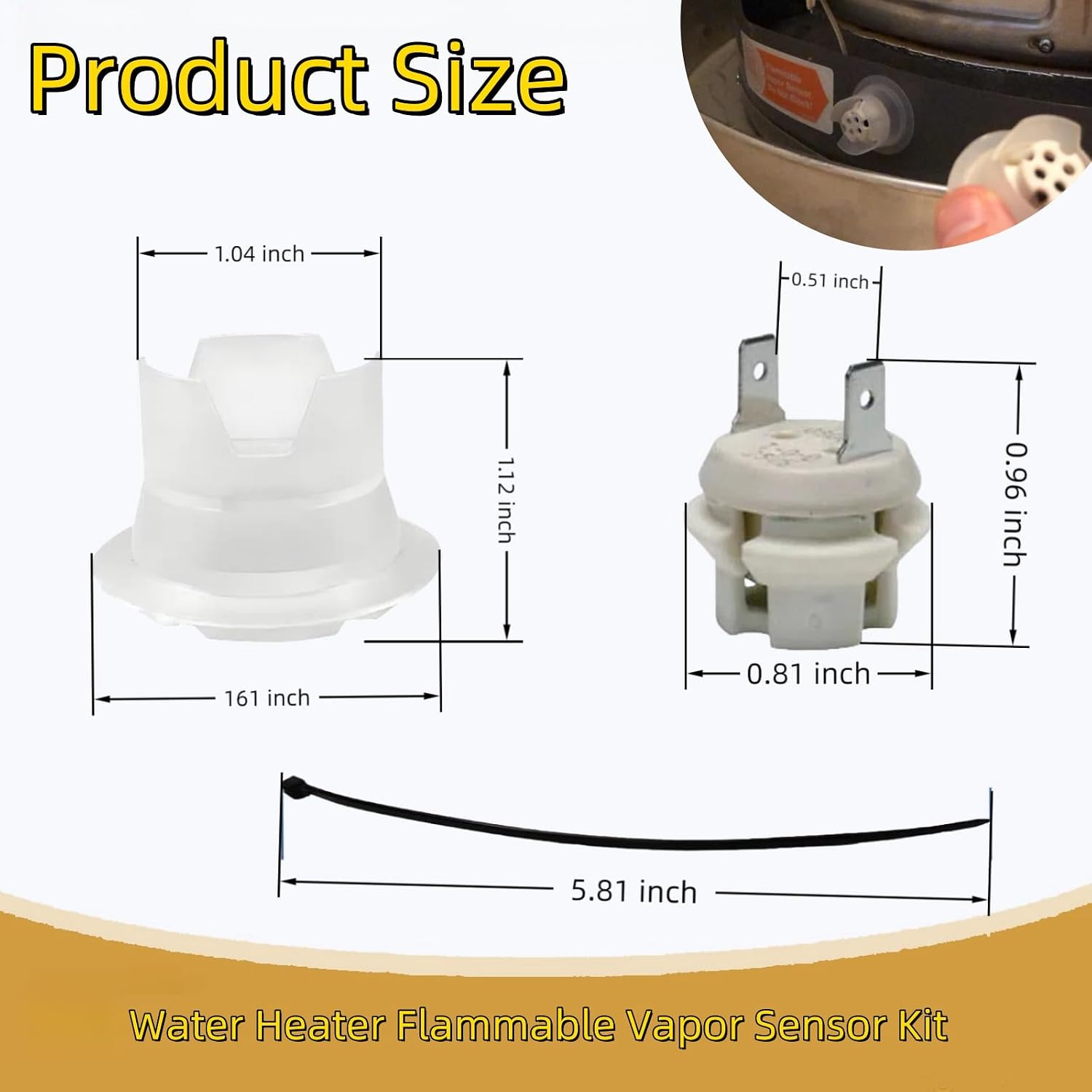 2394556000 Water Heater Flammable Vapor Sensor Kit White Compatible Replacement Part AP134473 9005968 TST1027 for Bradford Ruud and Richmond Fvir Water Heater