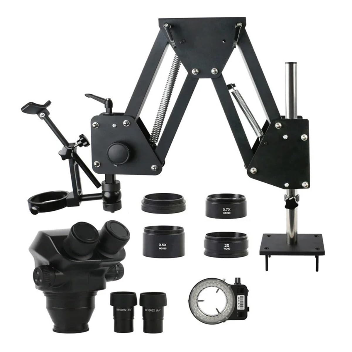 Microscope 7X-50X 100X Zoom Stereo Binocular Microscope 10X22MM Eyepieces Extension Spring Bracket Base Stand Fit for Inlay Jewelry Diamond