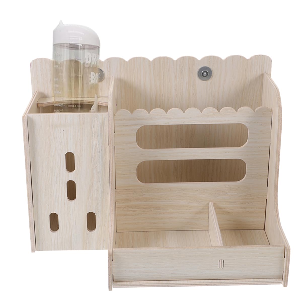 Mangiatoia in Legno per Conigli, Supporto Resistente, Set 1 | Plastica, Facile da Pulire, Mantiene Cibo Ordinato, per Piccoli Animali e Criceti