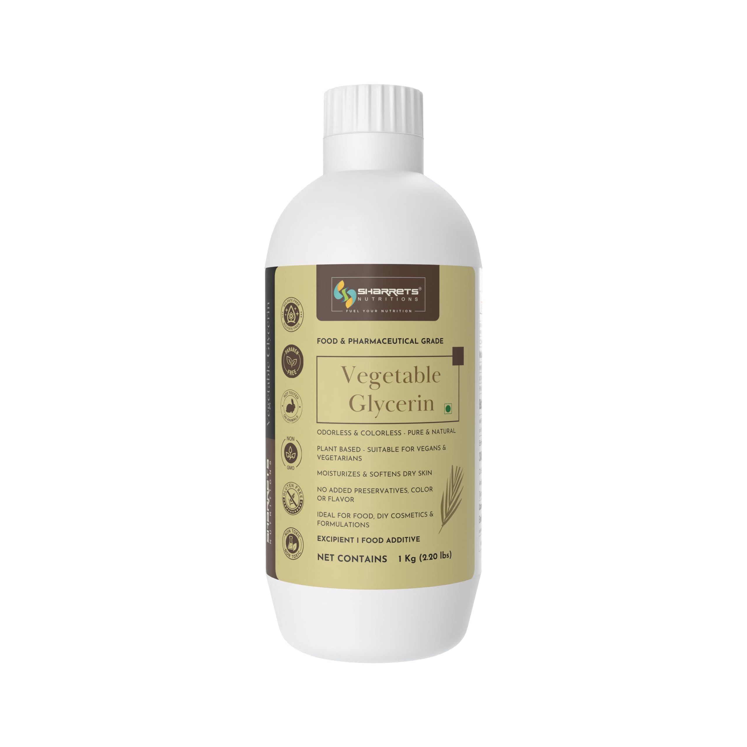 Sharrets Vegetable Glycerin 1Kg – USP & Food Grade Glycerine | Non-GMO, Vegan, Gluten-Free | For Skincare, Moisturizer, Soap Making, Baking, Cooking, DIY, Cosmetics & More