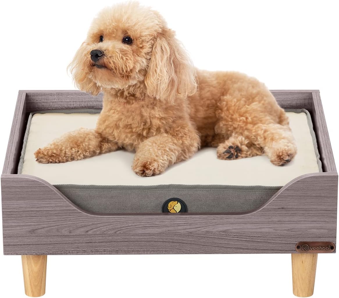 Veehoo Wooden Elevated Dog Bed - Durable Raised Wooden Pet Bed Frame for Small, Medium and Large Dogs and Cats, Dog Couch Sofa Furniture…