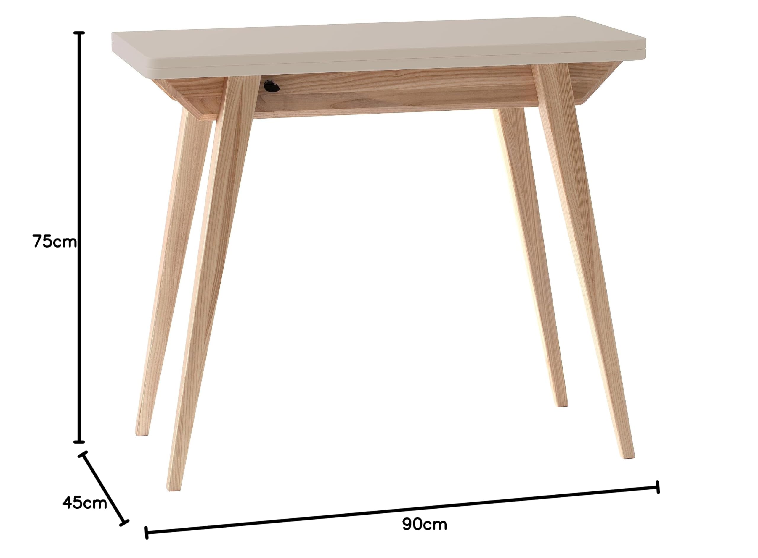 RAGABA Envelope - Mesa consola plegable para mesa de pasillo, 75 x 45 x 90 cm (alto x largo x ancho), mesa consola extensible madera marrón beige