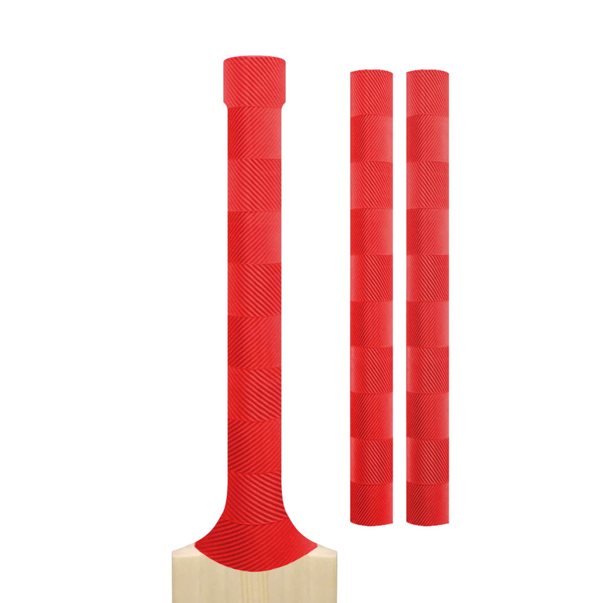 Cricket Bat Grips – Premium Rubber Cricket Bat Grip Tape for Maximum Hold & Shock Absorption | 4 Styles | Multi-Color | Pack of 2| Durable Bat Grips Cricket (2, Red, Chevron)