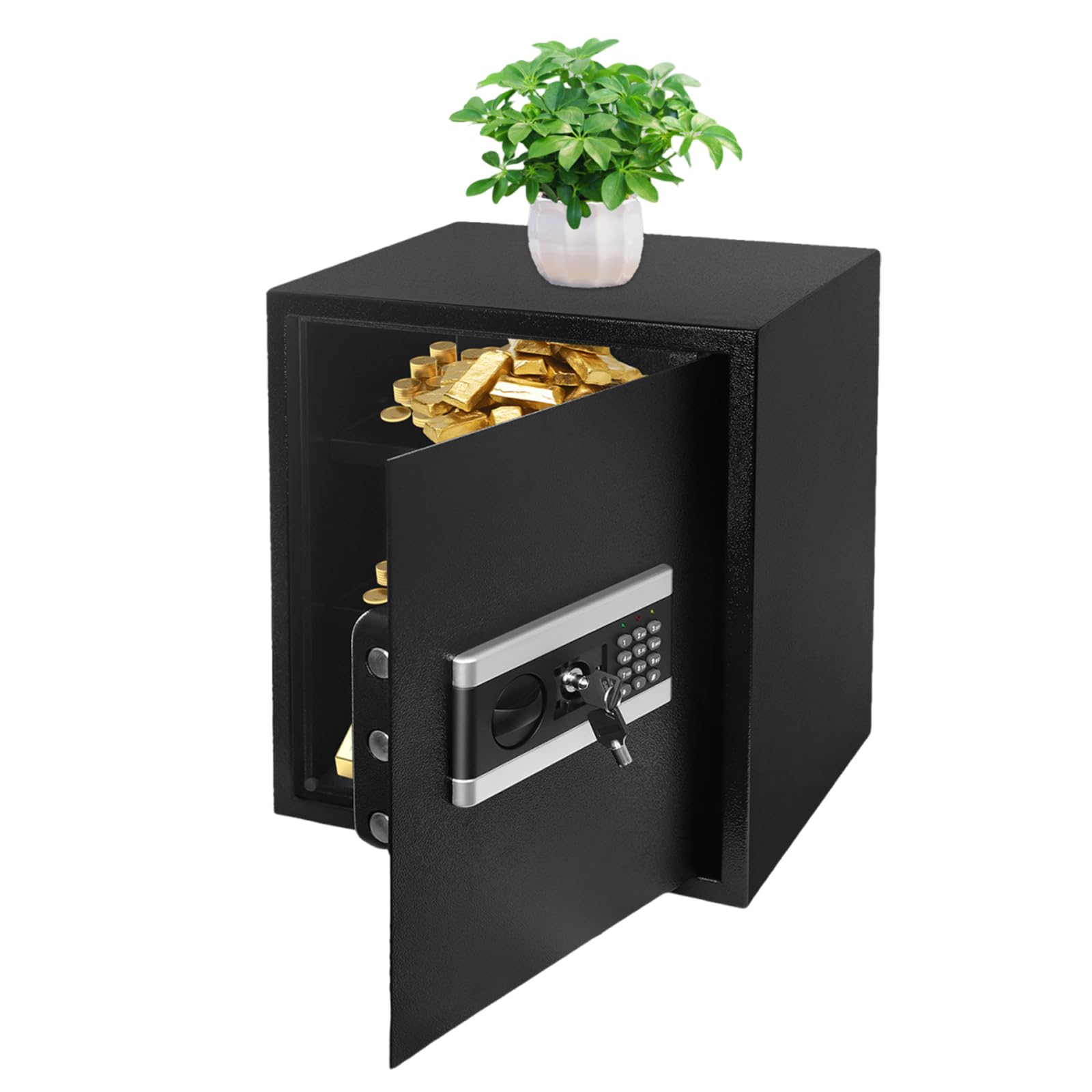 Cassaforte da 45 l, ignifuga, cassaforte elettronica, cassaforte da parete con chiave e ignifuga, impermeabile, con serratura a combinazione elettronica per contanti, gioielli, documenti