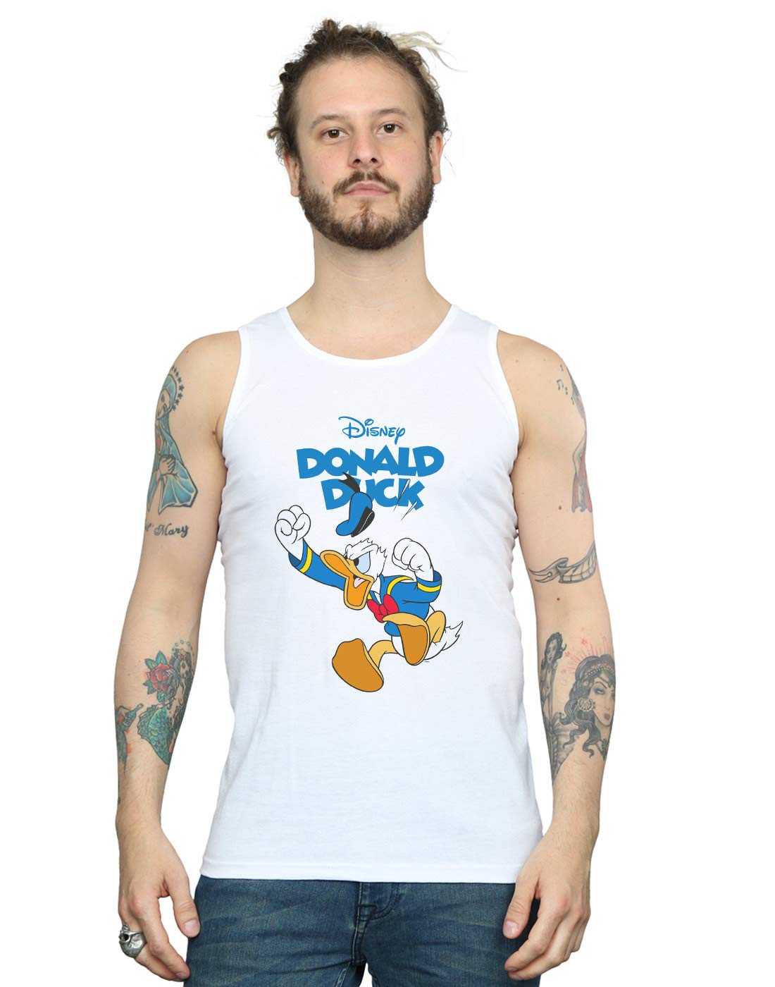 Absolute Cult Men's White Disney Donald Duck Furious Donald Vest XX-Large