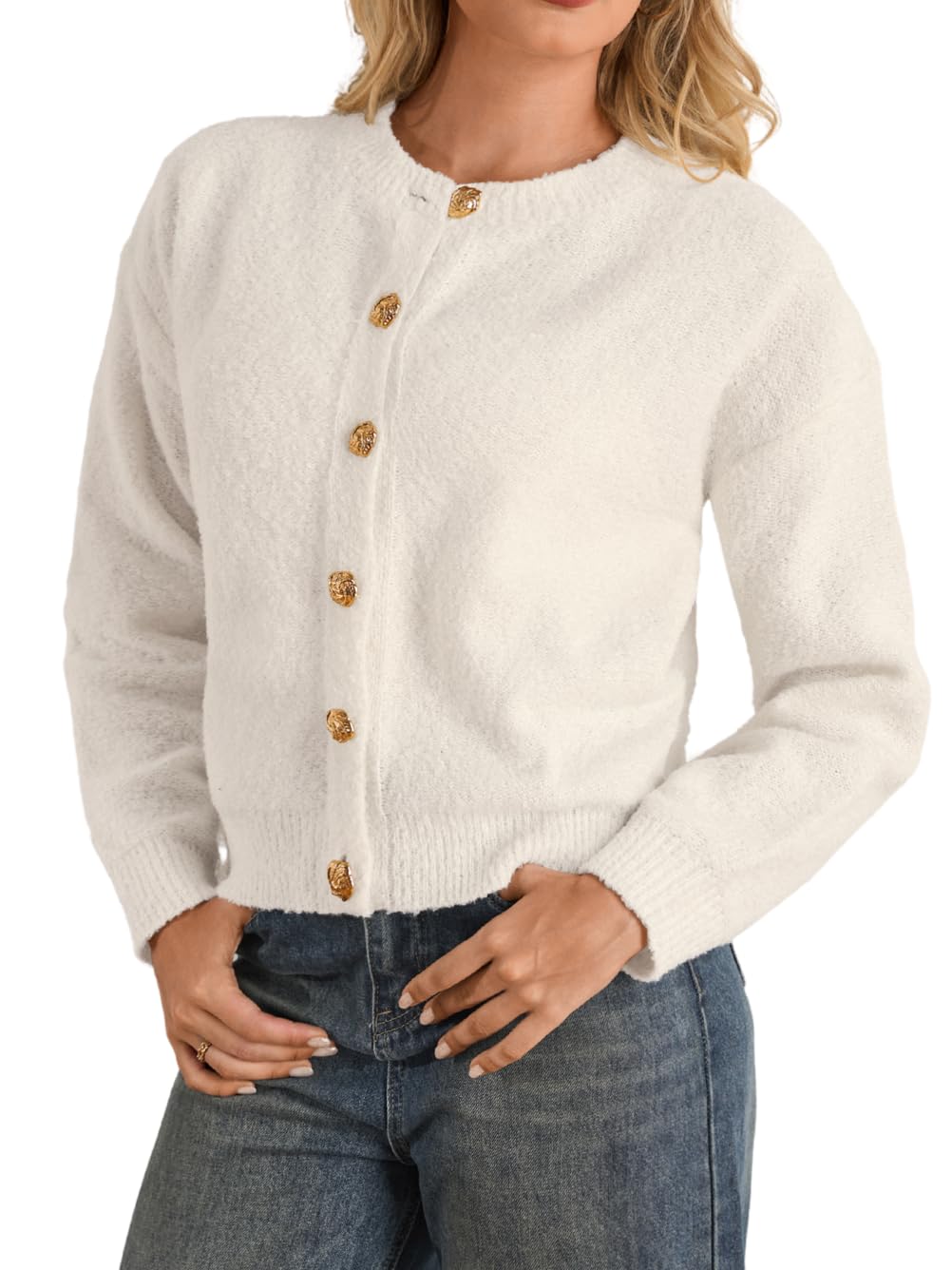 Chunky Knit Cardigan Button Sweater Jacket for Women Fall Trendy Cozy Cardigans