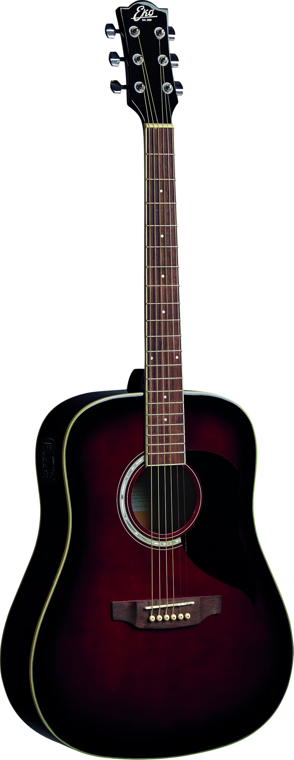 Eko GUITARS RANGER 6 EQ Red Sunburst Chitarra Acustica Equalizzatore Top Abete Fasce Fondo Tiglio Tastiera Roupanà 20 Tasti