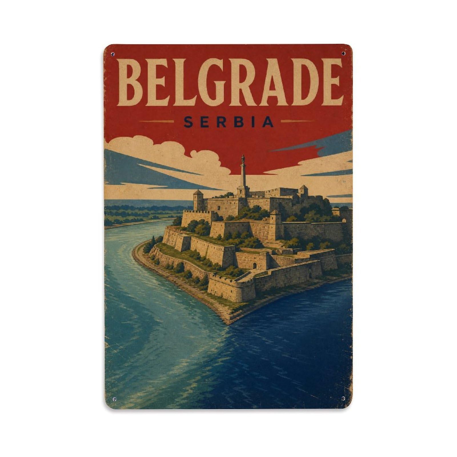 Travel Vintage Serbia Belgrade Metal Tin Sign