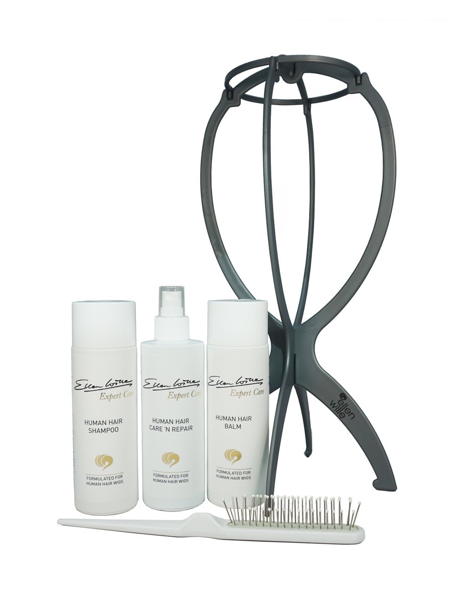Ellen Wille Expert Care Humain Hair Pflegeset - 002 Shampoo Balsam Conditioner Bürste Perückenständer