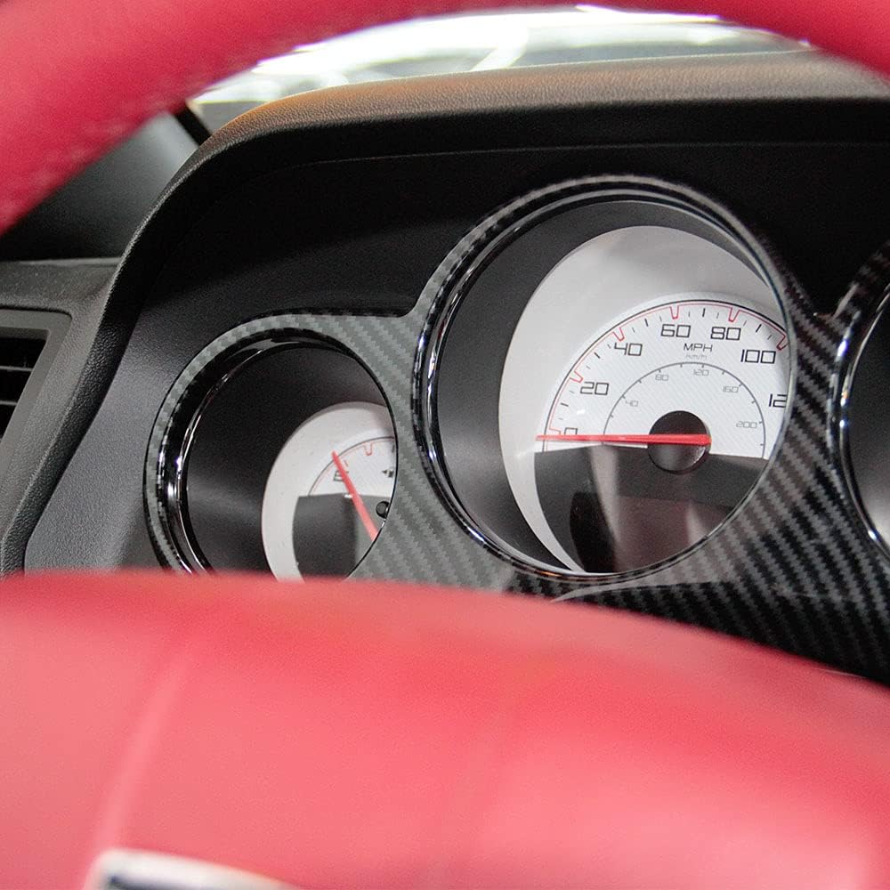 Korlot Carbon Fiber Dashboard Meter Cover Trim for 2008-2014 Dodge Challenger