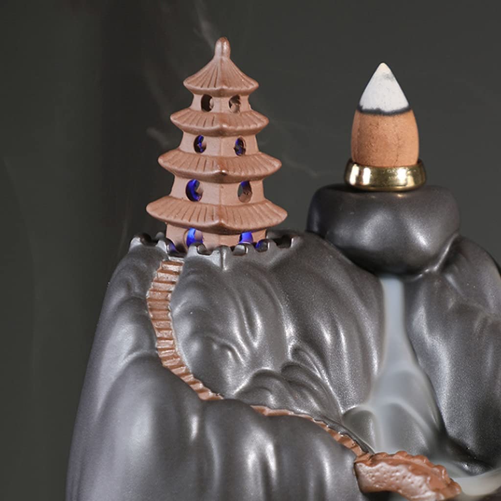Quemador De Incienso Porta Incienso Quemador De Incienso De Reflujo Templo Tradicional Montañas Altas Cascada Soporte De Incienso Regalo De Inauguración De La Casa Quemador De Incienso Para Decoración