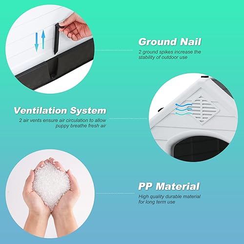 Vista 72 de FDW Casa para perros para interiores y exteriores, duradera, ventilada, impermeable, de plástico, para perros pequeños, medianos y grandes
