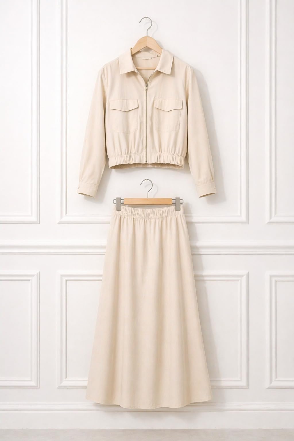 Ensemble 2 pièces Femme - Veste Crop zippée + Jupe Longue - Style Modest Fashion Hijab Chic
