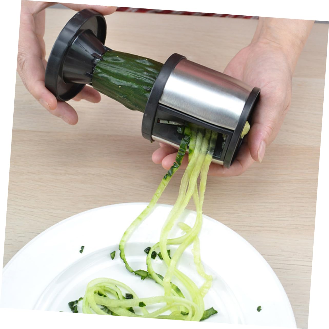 Alipis 3piezas Cortador Espiral De Verduras De Acero Inoxidable Pelador De Calabacín y Hortalizas Utensilio De Cocina Compacto Protección Para Dedos Para Rallar y Decorar Platos