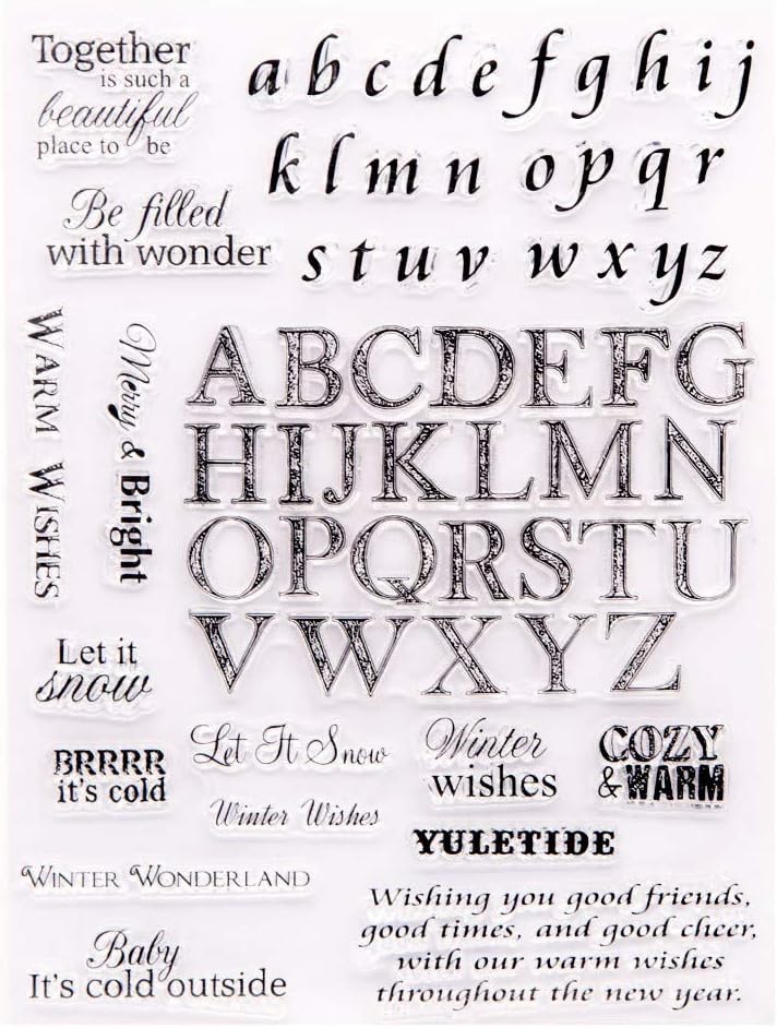Arrietty Capital Alphabets Lower Case Alphas ABC Letter Christmas Phrase Sentiment Clear Stamps for Card Making Decoration and DIY Scrapbooking