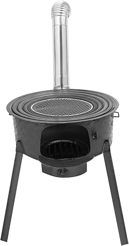 Miniatura 8 de Estufa de leña portátil, estufa de tienda de campaña caliente de acero inoxidable con tubos de chimenea, calefacción al aire libre y cocina estufa