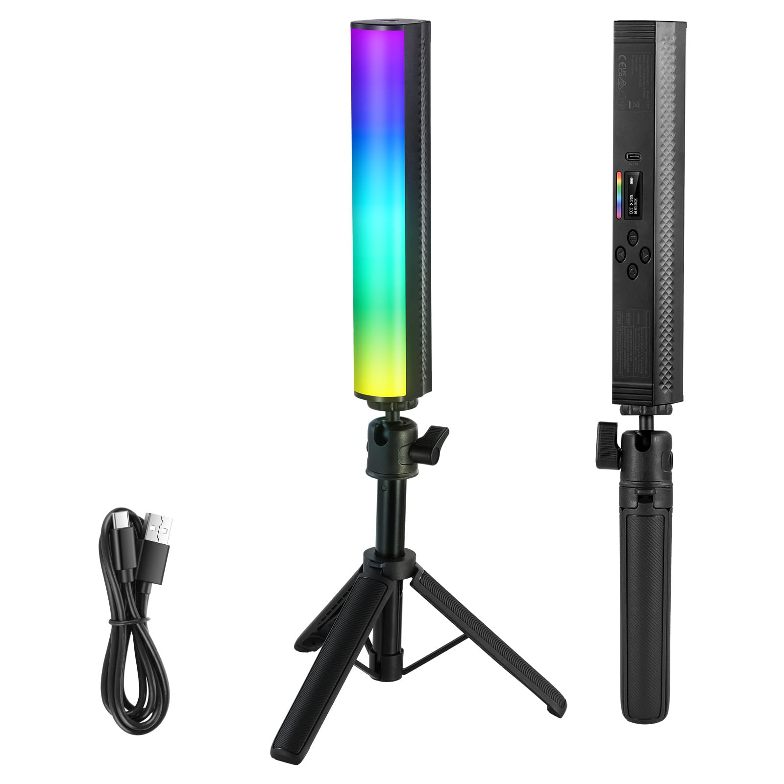 NEEWER RGB Lichtstab mit Tischstativ, magnetischer Hand Fotografie Video Beleuchtungsstab, 2500K-8500K dimmbare CRI95+ Vollfarb LED Röhrenlichtleiste, 2550mAh Akku 17 Szenen für Vlog TikTok, TL20C