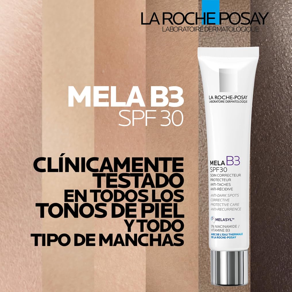 La Roche Posay Crema Despigmentante Intensiva, Fotoprotección SPF30, Intercepta el Exceso de Melanina, Efecto Glow Instantáneo, Fórmula con Melasyl y Niacinamida, Mela B3 Nueva, 40 ml