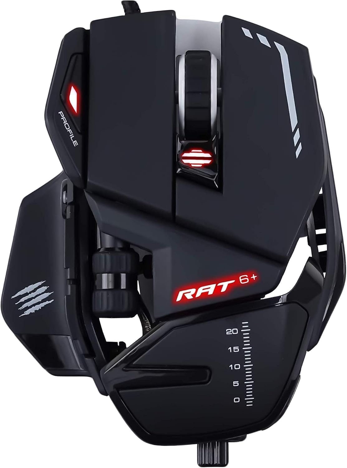 Mad Catz Rat 6+ Souris Gamer Filaire USB - Souris Ergonomique 11 Boutons Programmables - Capteur Optique Pixart3360 12000 DPI - Souris Gaming Pour PC Noir RGB Et Repose Poignet Reglable