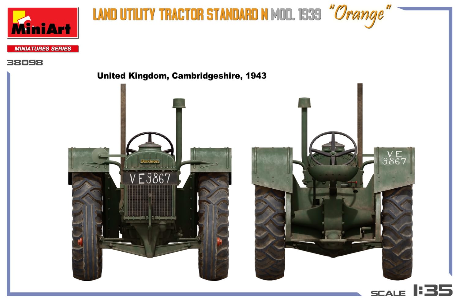 Mini-Art MA38098 Land Utility Traktor Standard N Orange 1939 Modell, Kunststoffmodell