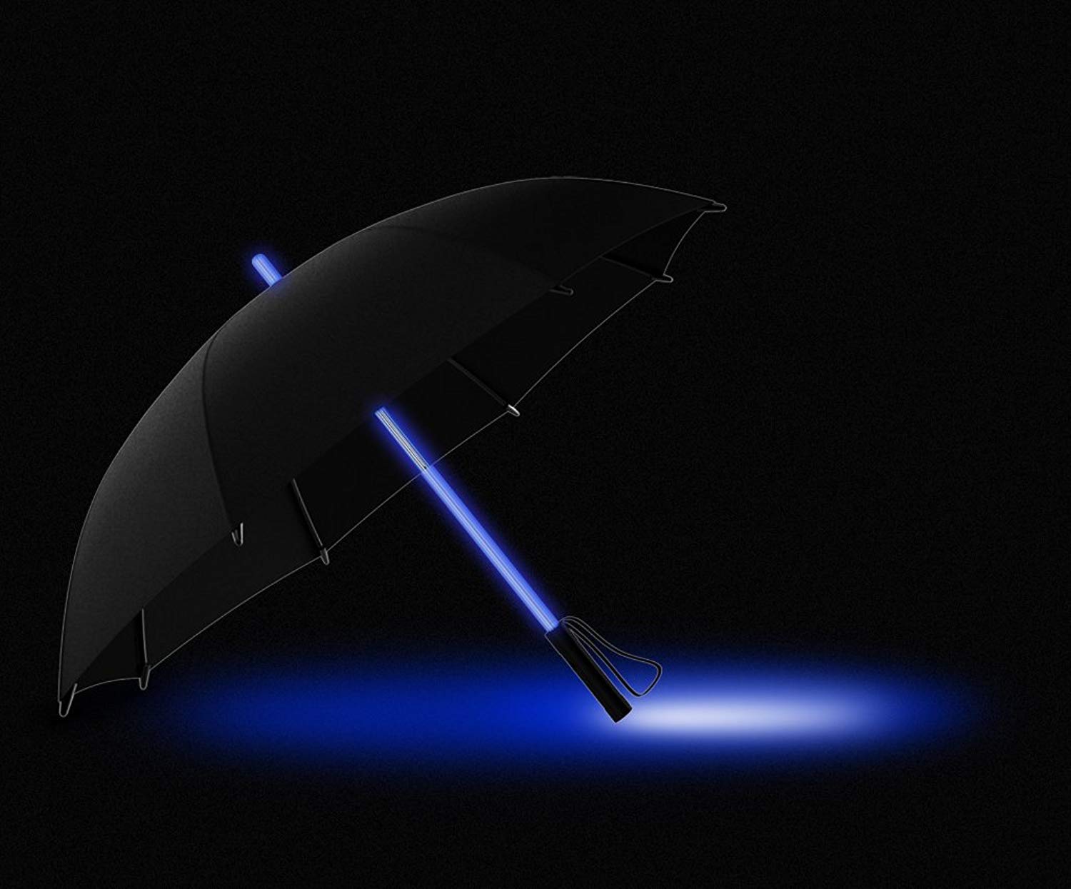 NEO+ Parasol z latarką LED, miecz świetlny, podświetlany czarny parasol z 7 kolorami
