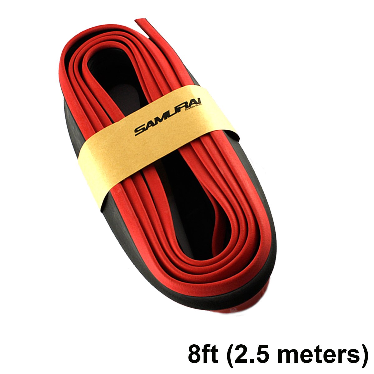 Xotic Tech Car Bumper Protector, 1 x 8ft Rubber Front Bumper Lip Spoiler Splitter Chin Trim, Universal Black Red