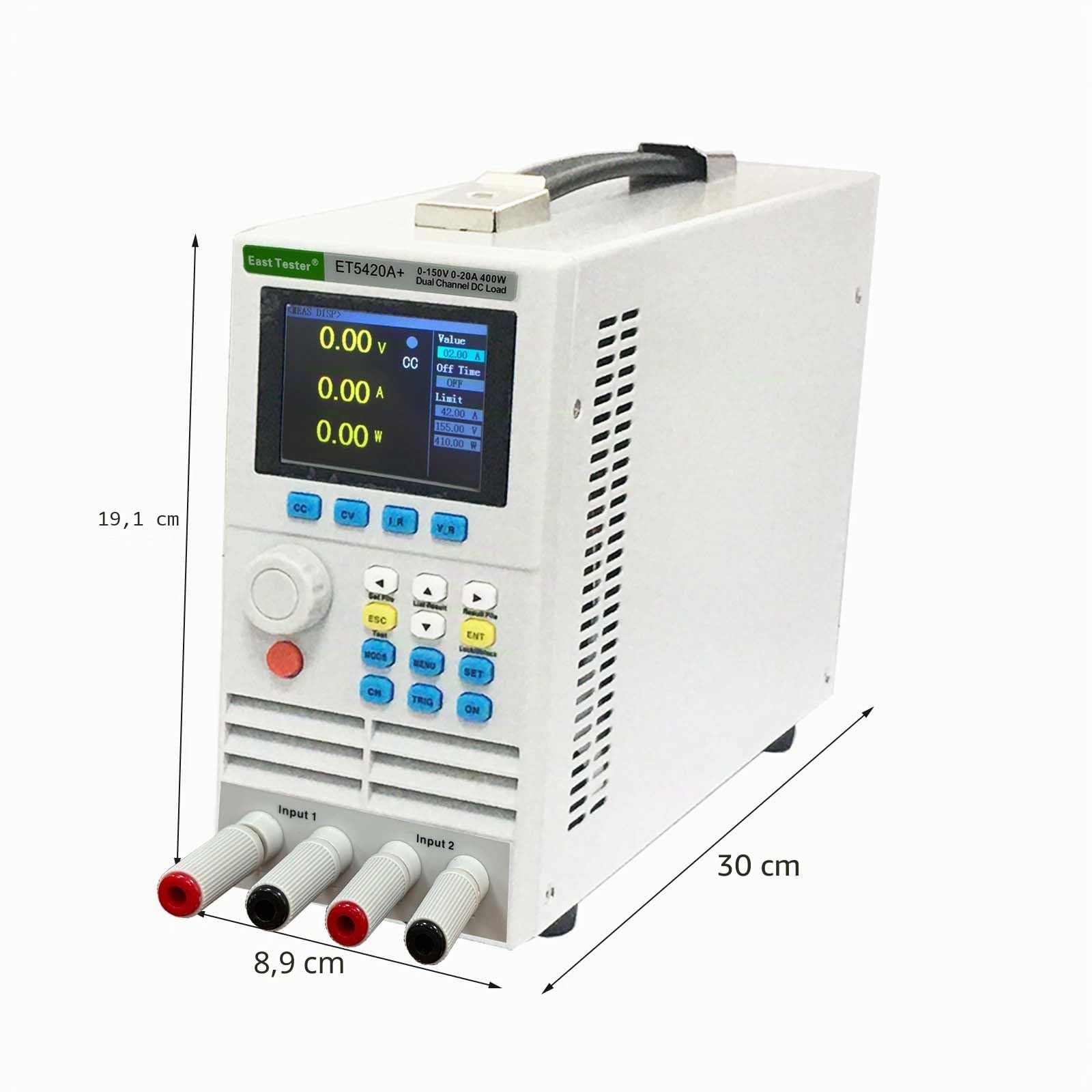 ET5420A+ Dual-Channel Programmable DC Electronic Load Tester, 0-150V 0-20A*2 400W, Battery & Power Supply Analyzer, High-Precision Load Meter CC/CV/CR/CP Modes, 2.8” TFT Display