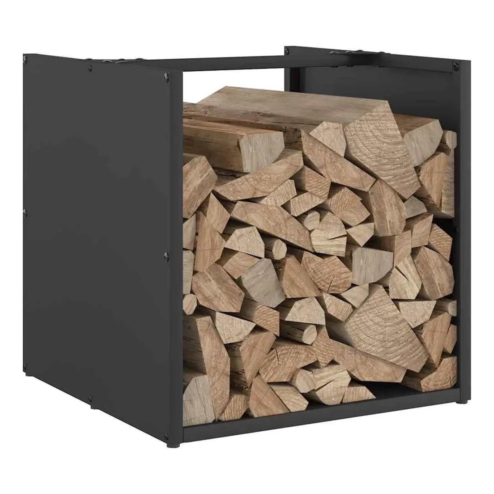 Porta legna Portalegna nero 40x40x40 cm - Soluzione di stoccaggio durevole in acciaio laminato a freddo