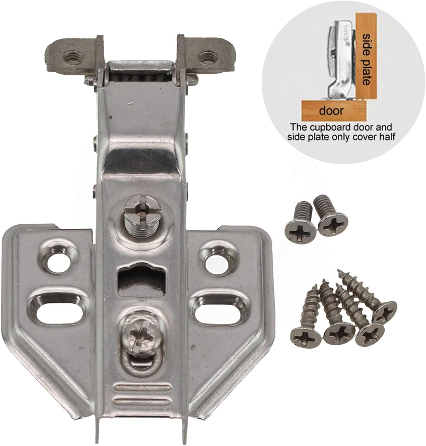 Stainless Steel Furniture Hinge Set, Perforated Small Hinge with Cabinet Door Buffer, Aircraft Pipe Hinge for Corner Installation, Soft Close Wardrobe Hinge(B)