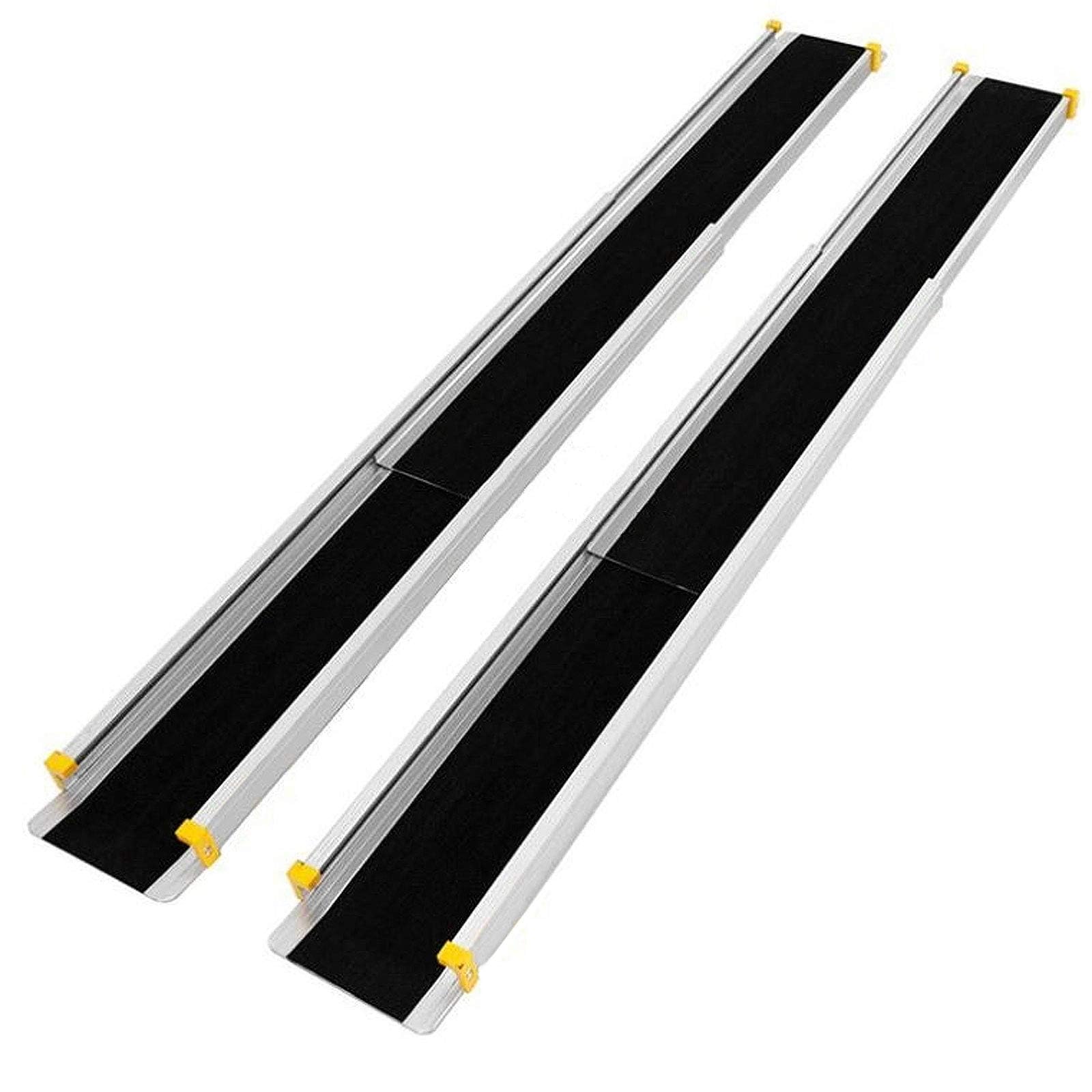 GOPLUS 2 x rampa teleskopowa do wózka inwalidzkiego, teleskopowa z aluminium, szyna najazdowa, antypoślizgowa, obciążenie do 270 kg, regulowana rampa załadunkowa, ściągacz schodów (91,5-152,5 cm)