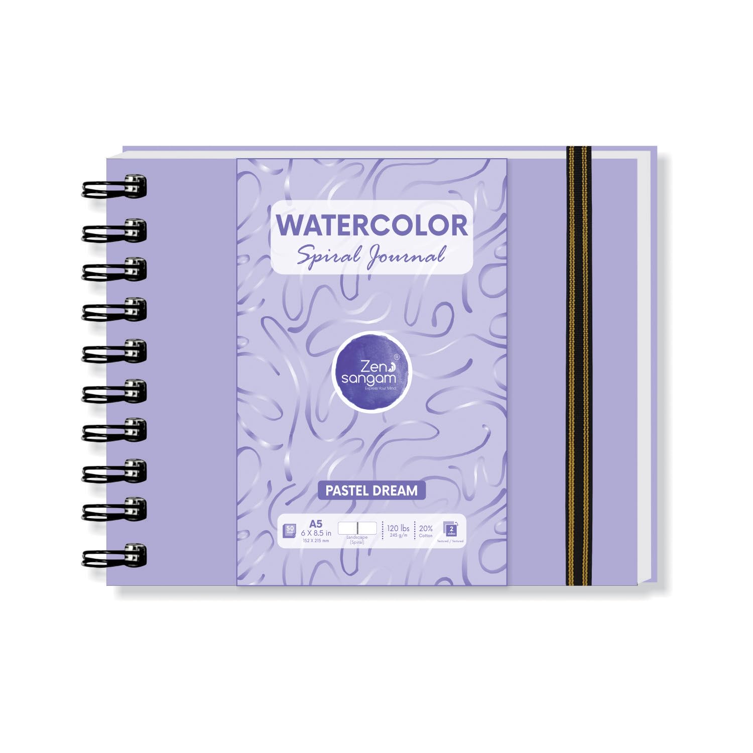 Zen SANGAM A5 Spiral Watercolor Journal | 245 GSM 20% Cotton Cold Pressed | 25 Sheets (50 Pages) | Durable Landscape Sketchbook for Artists & Professionals | Acid-Free | 14.8x21cm | Pastel Purple (B0CM9QYBK4) Amazon Price History, Amazon Price Tracker