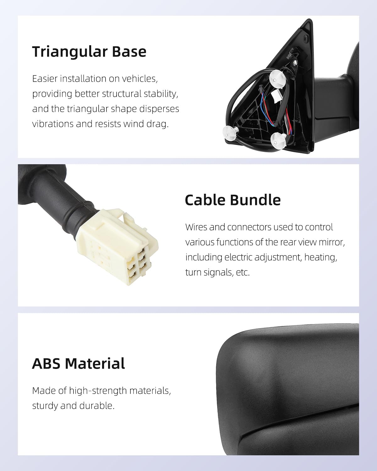 Towing Mirrors Fit for 1998-2002 FOR DODGE For Ram For 1500 Ram For 2500 Ram For 3500 Truck Tow Mirrors With A Pair LH and RH Side Power Regulation with Heating No Turn Signal Lamp