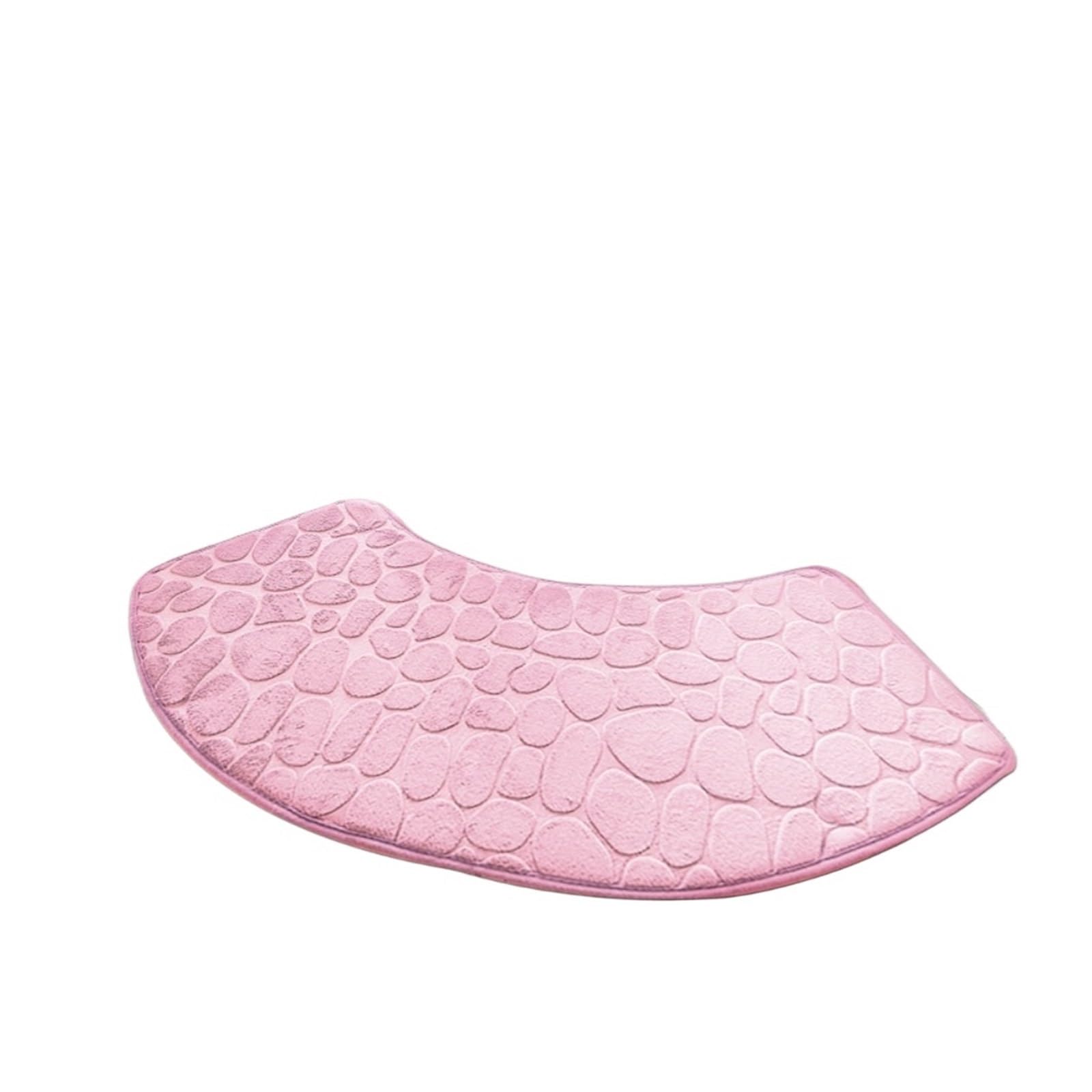 Curved bath mat Curved Bath Mat Non-slip Bathroom Floor Absorbent Thickened Bathtub Rug(Pink)