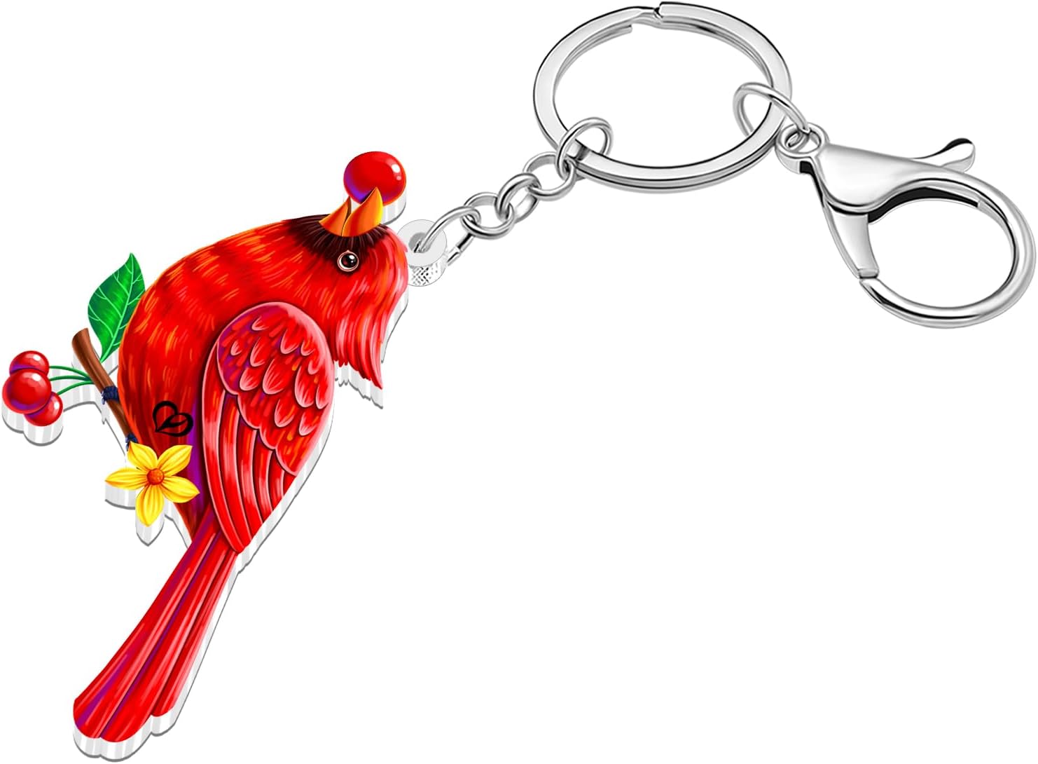 NEWEI Acrylic Cute Red Cardinal Keychain Car Keys Wallet Keyring Rings Accessories Bird Gifts for Women Bird Lovers Charms image 4