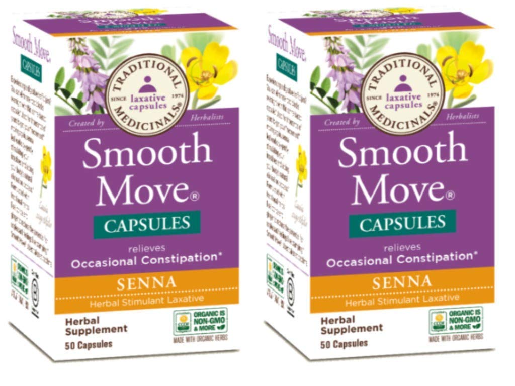 Traditional Medicinals Smooth Move Senna Capsules, 50-Count Bottle (Pack of 2)