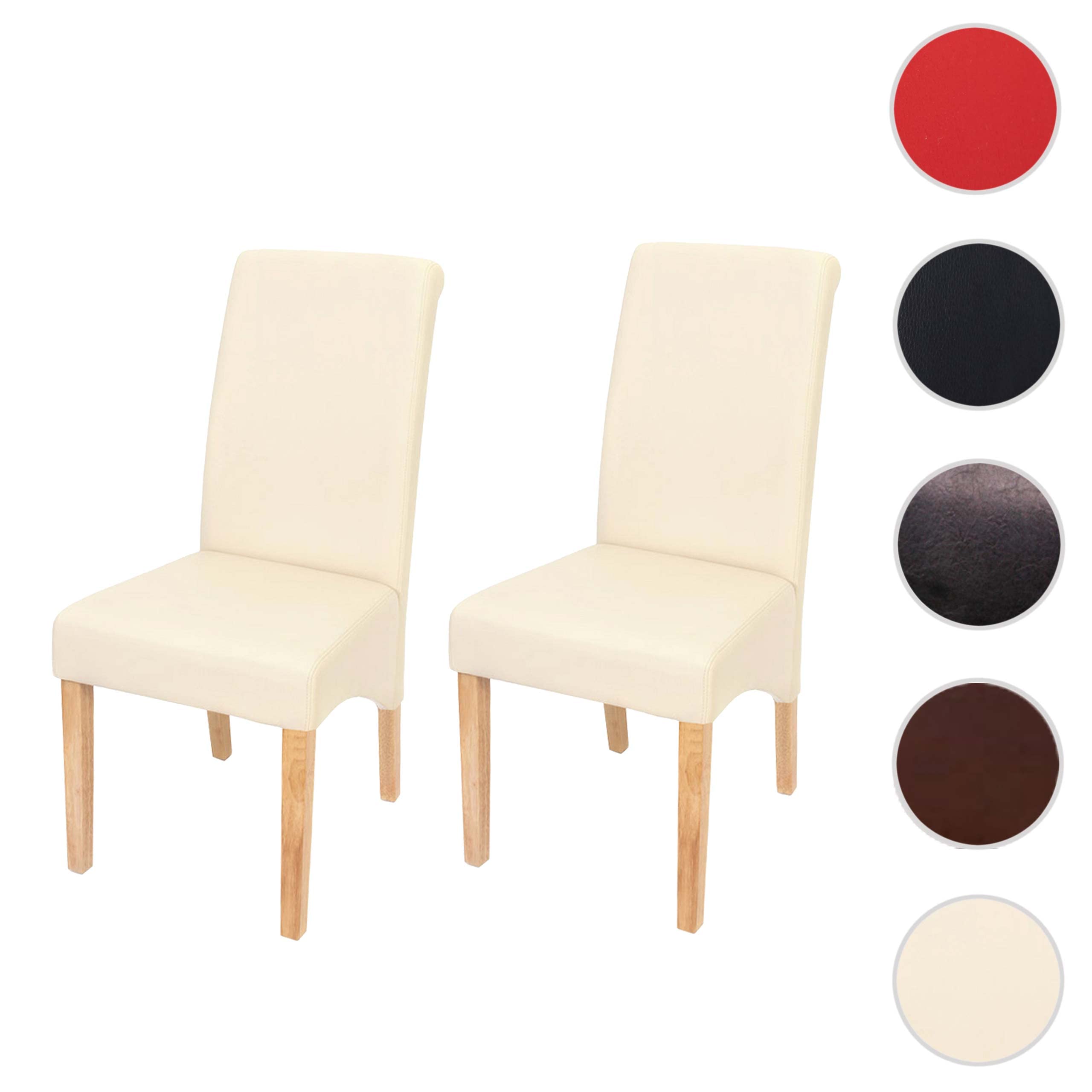 Mendler 2er-Set Esszimmerstuhl Küchenstuhl Stuhl M37 - Kunstleder matt, Creme, helle Füße