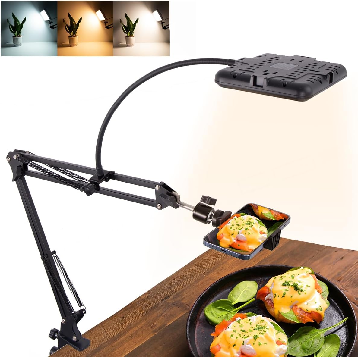 Overhead Phone Mount with 8” LED Video Light, NiceVeedi