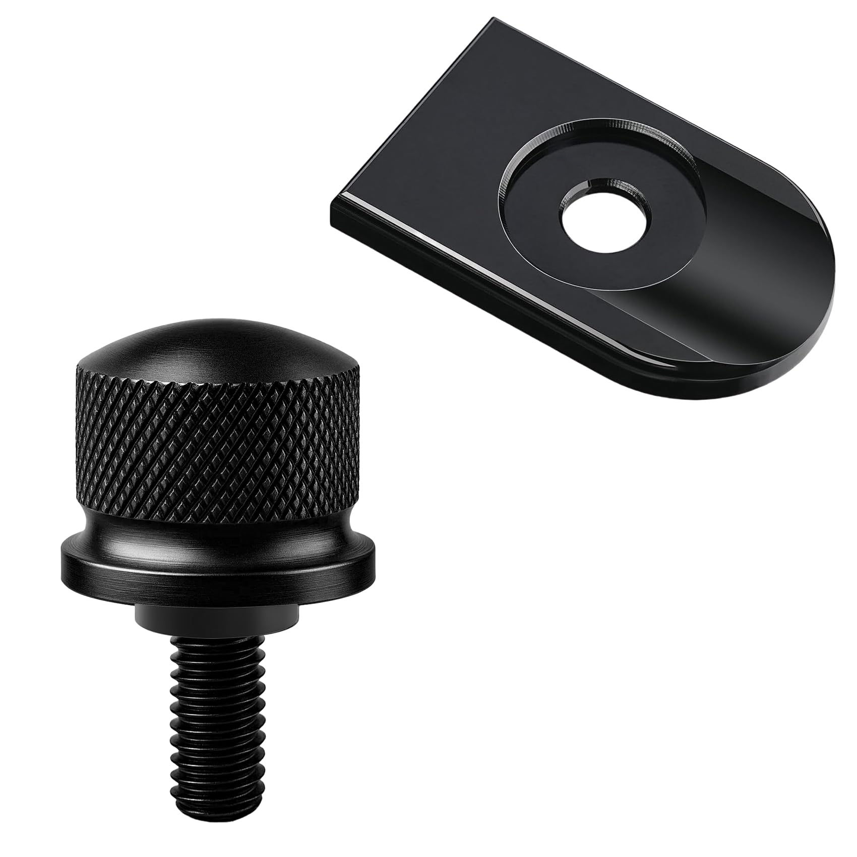 WHTCHSU Black Aluminum Alloy Seat Bolt Tab Screw Mount Knob Cover for Harley ...