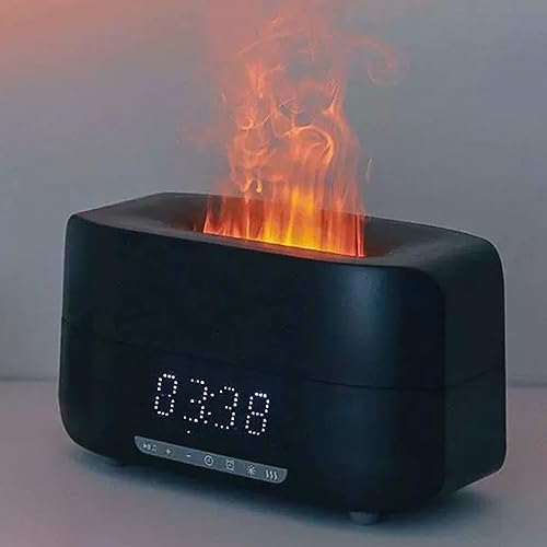 Reloj humidificador de llama 3 en 1, difusor de aire de llama LED, altavoz Bluetooth, humidificador difusor de llama, humidificador difusor de llama